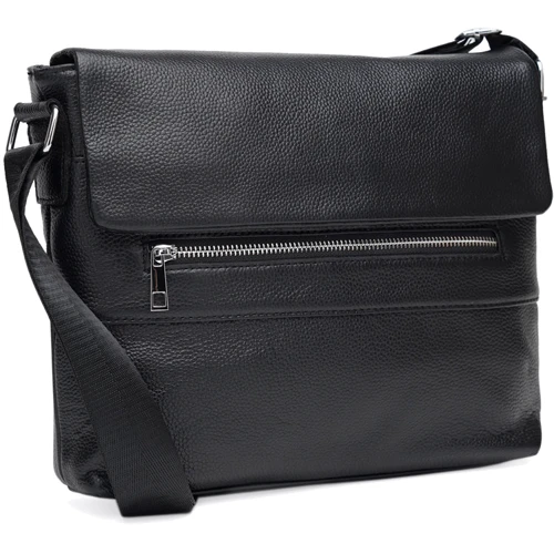 Мужская сумка через плечо Borsa Leather черная (K13530-black)