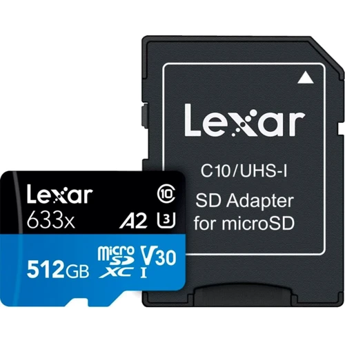 Карта памяти Lexar 512GB microSDXC Class 10 UHS-I U3 V30 A2 High Performance 633x + adapter (LSDMI512BB633A)