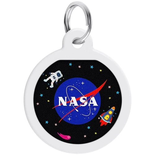 Адресник металлический WAUDOG Smart ID c QR паспортом рисунок NASA 25 мм (0625-0147): Цвет черный