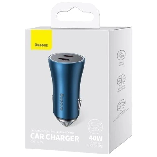 Зарядний пристрій Baseus Car Charger 2х USB-C Golden Contactor Pro 40W Blue (CGJP000003): Тип автомобильное
