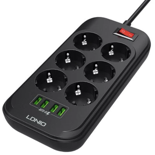 Сетевой фильтр LDNIO SE6403, 6 розеток+4USB (SE6403): Количество розеток, шт 6