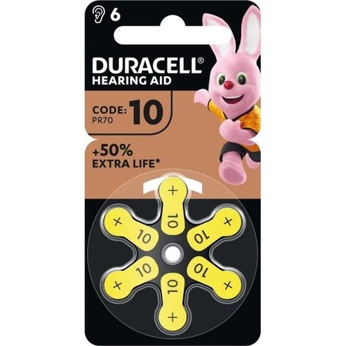 Батарейки для слухових апаратів Duracell 10/P10/PR70 Zinc Air (1.4V) х 6 (5007510/5011445) фото 8