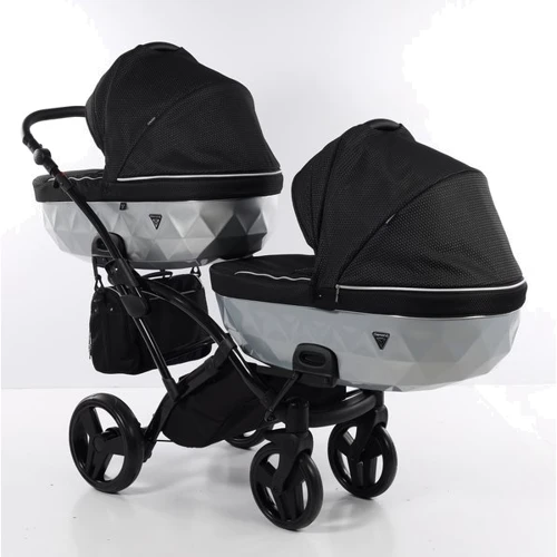 Универсальная коляска для двойни 2 в 1 Junama Mirror Satin Duo Slim 01, черный с серебристым (J-MS-DUOs-01): Пол ребенка Унисекс