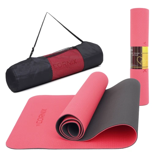 Коврик для фитнеса Cornix TPE 183 x 61 x 0.6 cм для йоги и фитнеса XR-0006 Red/Black