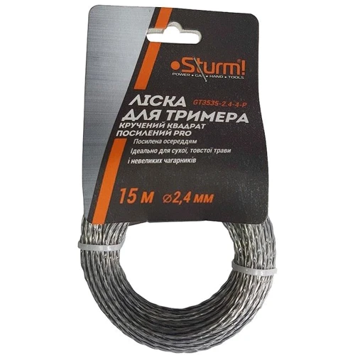 

Леска для триммера Sturm Professional 2.4 мм / 15 м / витой квадрат с сердечником (GT3535-2.4-4-P)