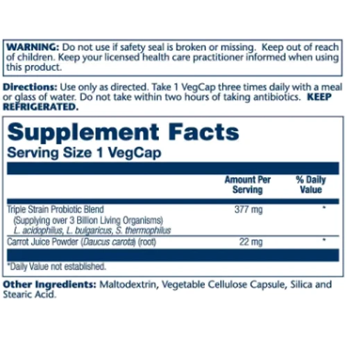 Solaray Acidophilus 3 Strain Probiotic & Prebiotic Carrot Juice Ацидофилы Пробиотик и пребиотик морковного сока 30 вегетарианских капсул: Тип Пробиотики
