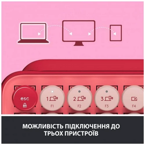 Клавіатура Logitech POP Keys Wireless Mechanical Keyboard UA Rose (920-010737) фото 7