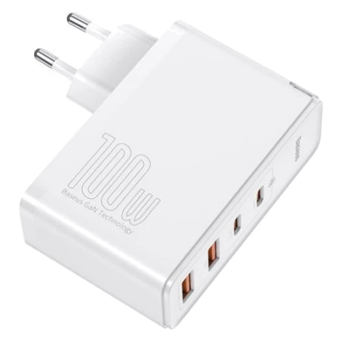 Зарядное устройство Baseus Wall Charger GaN2 2xUSB-C+2хUSB 100W White with USB-C Cable (CCGAN2P-L02): Кабель в комплекте USB-C