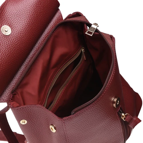 Женский рюкзак Ricco Grande бордовый (1L915-burgundy): Материал Натуральная кожа