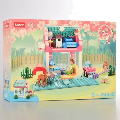 Конструктор SLUBAN M38-B0821 дом, машина, фигурки, 244дет, 38,5-24-7см