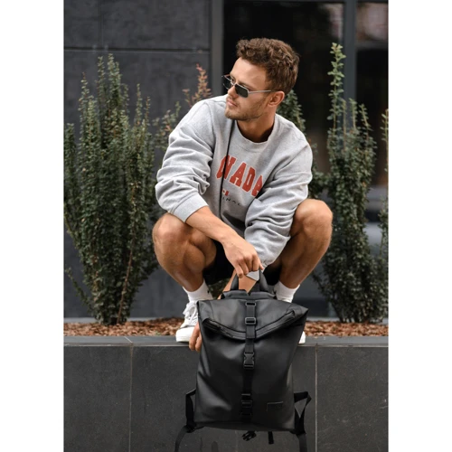 Чоловічий рюкзак Sambag RollTop KZN чорний (24300001): Тип ручки Плечевой ремень, Короткая ручка