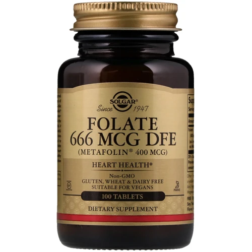 Solgar Folate (As Metafolin), 400 mcg, 100 Tab Фолієва кислота, Метафолін