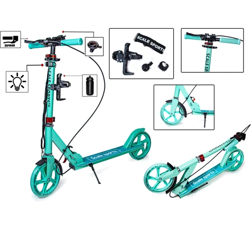 Двоколісний самокат Scale Sports SS-18. Tiffany (складне, ручне гальмо, Led-ліхтарик) 131999471: Кількість коліс 2