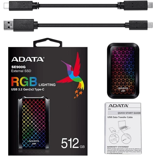 ADATA SE900G 512GB Type-C 3D NAND TLC (ASE900G-512GU32G2-CBK): Интерфейс подключения USB 3.2 (Type-C)