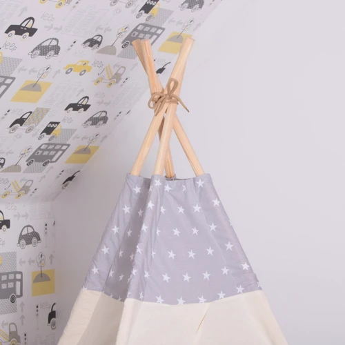 Детская палатка Springos Tipi XXL вигвам бело-серая (TIP07)