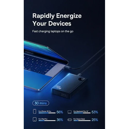 Внешний аккумулятор Baseus Power Bank 24000mAh Adaman Digital Display 140W Black (P10021508113-00) фото 11