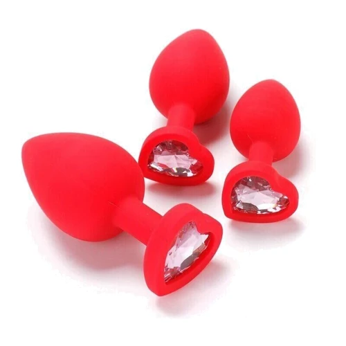 Комплект силиконовых анальных пробок с кристаллом SKN-KSIL-06 (S, M, L)