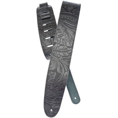 Ремень гитарный PLANET WAVES PW25LE00 Embossed Leather Guitar Strap, Black