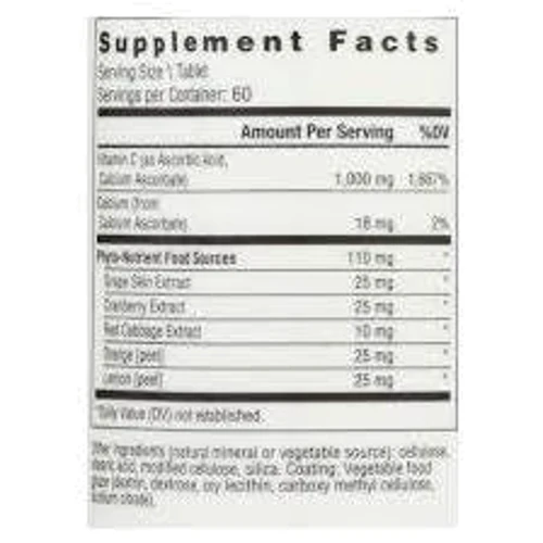 Rainbow Light Super C 1,000 mg 60 Tab Вітамін C: Тип вітамін C