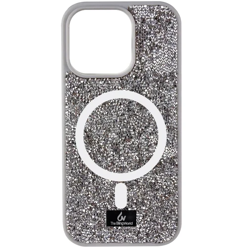 Чехол для iPhone Bling World Rock Diamond with MagSafe Grey for iPhone 16