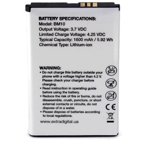 Аккумулятор ExtraDigital 1600mAh (BM10) for Xiaomi Mi1: Производитель ExtraDigital