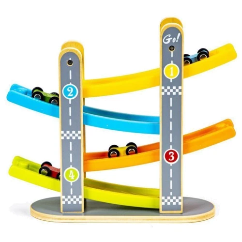 Деревянный скоростной спуск Ecotoys с машинками (SAWT093-3)