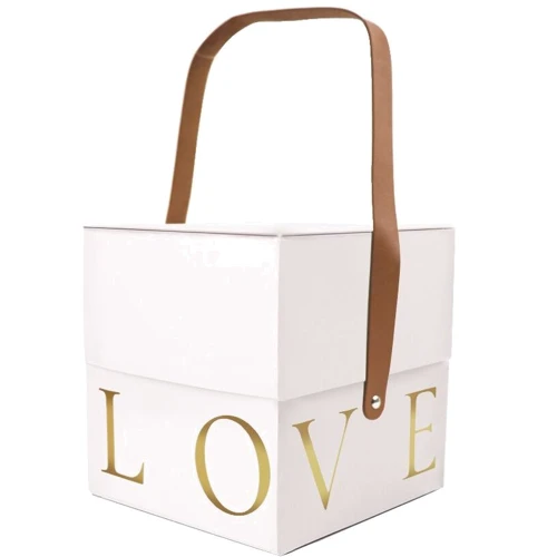 Подарочная коробка с ручкой LOVE белая, L - 18,5х18,5х19 см: Производитель Украина