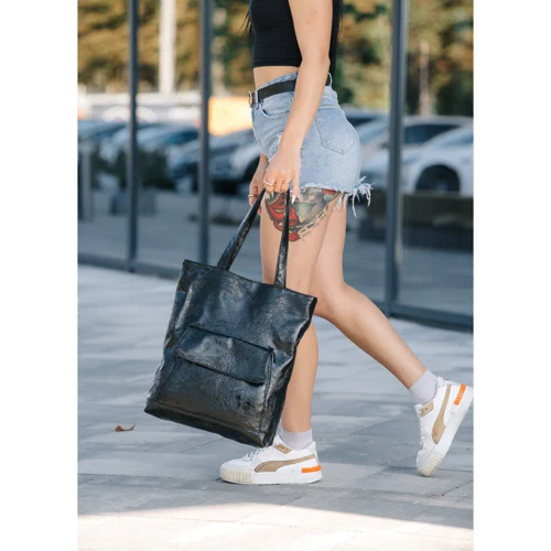 Женская сумка шоппер Sambag Shopper черная (93251071): Фактура Глянцевая, Гладкая