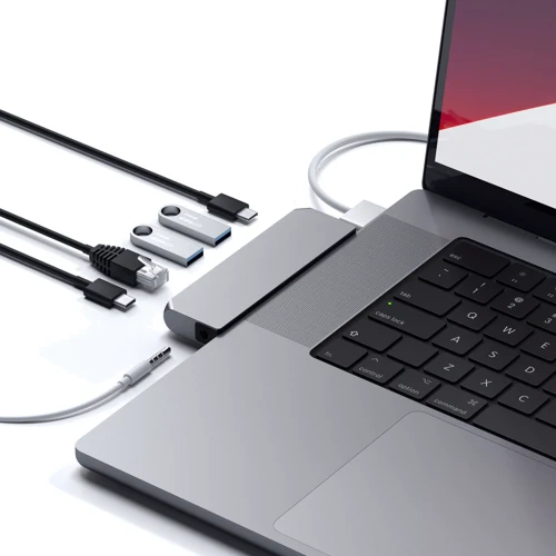 Адаптер Satechi Adapter Dual USB-C to USB-C+2xUSB3.0+2xUSB-C+RJ45+3.5mm Space Gray (ST-UCPHMIM): Интерфейс подключения USB-C