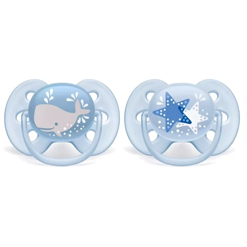 Пустушка Philips AVENT Ultra Soft для хлопчиків 6-18 міс 2 шт (SCF223/03): Форма соски ортодонтическая