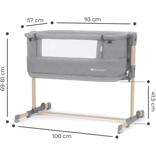 Приставная кроватка-люлька Kinderkraft Neste Grow Light Grey Full Wood (KCNEGR00LGR000W) фото 7