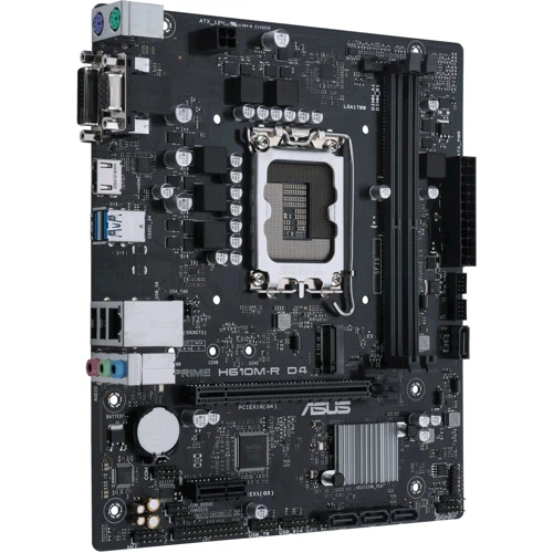 ASUS PRIME H610M-R D4: Разъемы на задней панели USB 3.2 Gen 1, USB 2.0, HDMI, VGA, Ethernet RJ-45