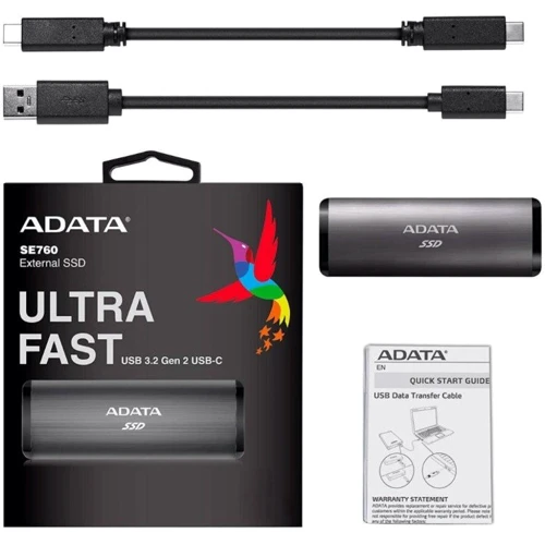 ADATA SE760 512 GB Black (ASE760-512GU32G2-CBK): Объем 512 ГБ