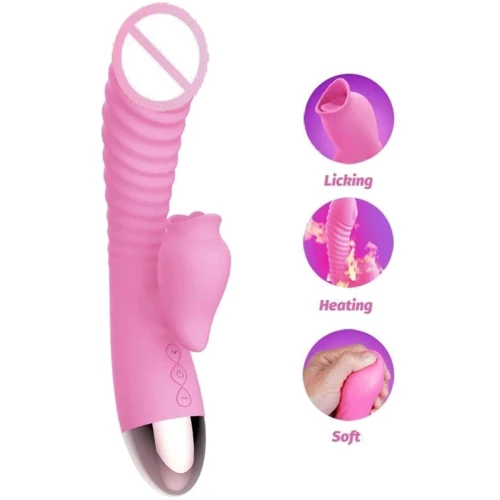 Вибратор-кролик с подогревом и шаловливым язычком для клитора Leten Wonderful Pink