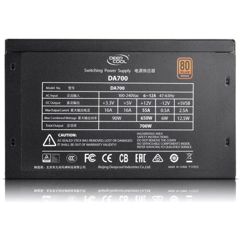 Блок живлення DeepCool DA700: ККД,% 80