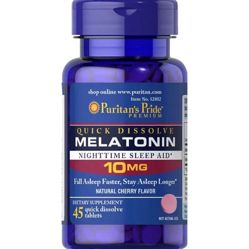 Puritan's Pride Quick Dissolve Melatonin 10 mg Cherry Flavor Мелатонин быстрого растворения со вкусом вишни 45 таблеток