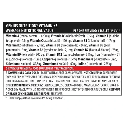 Genius Nutrition Vitamin-X5 120 tabs / 120 servings: Форма выпуска Капсулы