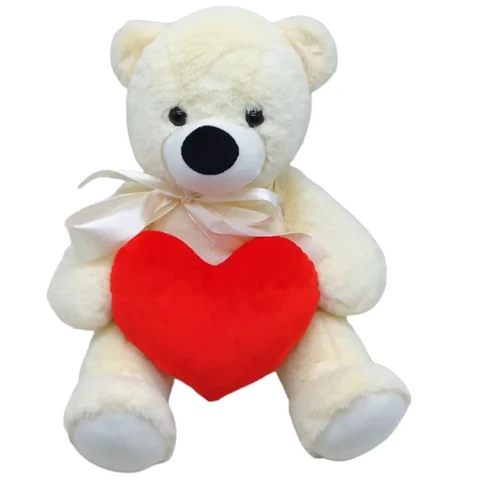 Мягкая игрушка Селена Мишка с сердцем светлый 30 см (191): Тип дикие животные