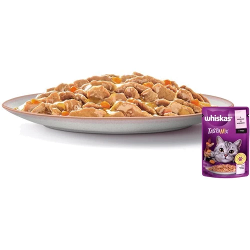 Упаковка влажного корма для котов Whiskas TastyMix Лосось, Морковь 28х85 г (4770608262600): Порода Все породы