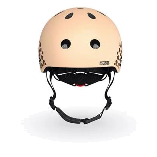 Детский защитный шлем Scoot&Ride леопард с фонариком (SR-181206-LEOPARD): Цвет бежевый