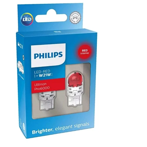 LED лампа Philips W21W LED red Ultinon Pro6000 SI 12V (11065RU60X2)
