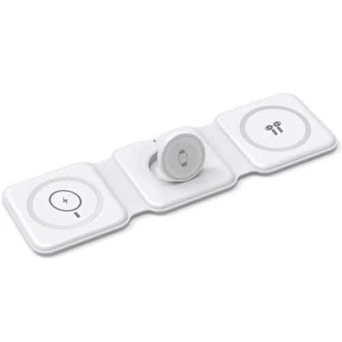 Зарядний пристрій WIWU Wireless Charger Foldable MagSafe 3in1 15W M6 White для iPhone 16 I 15 I 14 I 13 I 12 series, Apple Watch