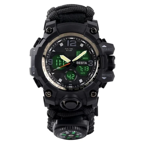 Наручные часы Besta Life Pro AllBlack з компасом: Стиль Спортивный