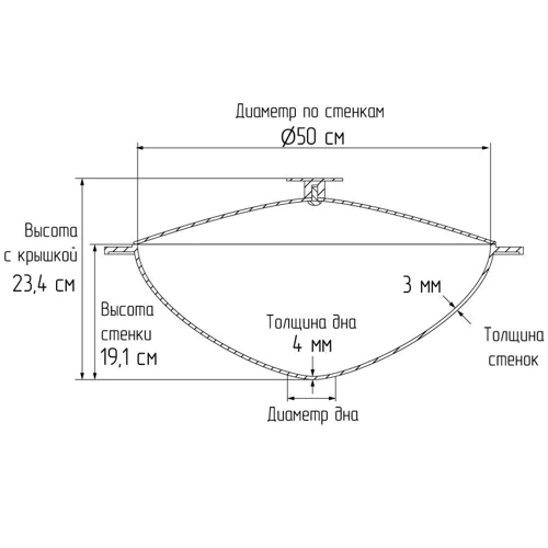 Казан Биол татарский с крышкой 50 см 22 л (KT2200): Емкость, л 22