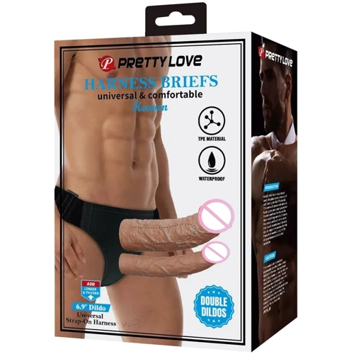 Мужской анально-вагинальный страпон LYBAILE Pretty Love Harnes Briefs KEAREN 6.9" (BW-022106)