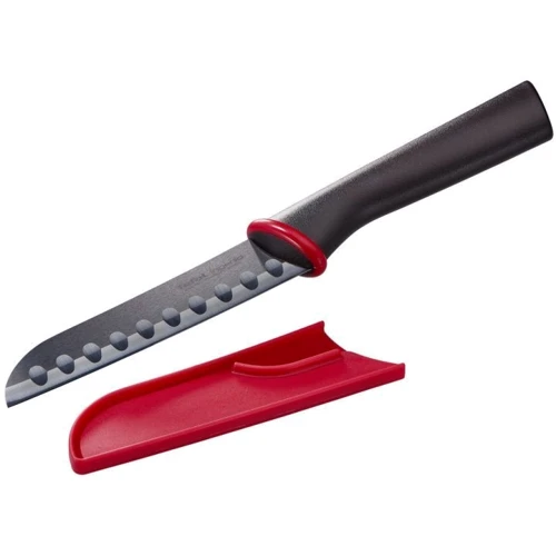 Нож сантоку Tefal Ingenio Ceramic Black с чехлом 13см (K1520414): Лезвие Камни из карбида и керамики