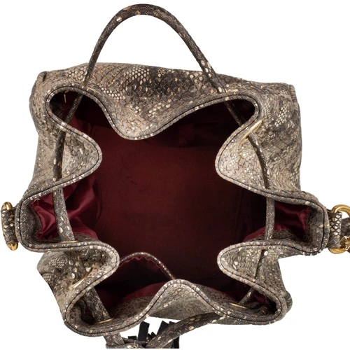 Женская сумка бакет-бэг Laskara коричневая (LK-10102-gold-snake): Страна производитель Чехия