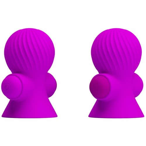 Вакуумные стимуляторы для сосков с вибрацией LYBAILE Pretty Love Vibrating Nipple Suckers Purple