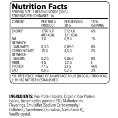 Протеин Superior 100% Vegan Protein 500g / 15 servings / Salted Caramel: Вид Гороховые