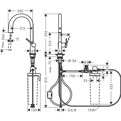 Змішувач для кухонного миття Hansgrohe Aqiuttura M91 76803670: Призначення Для кухни